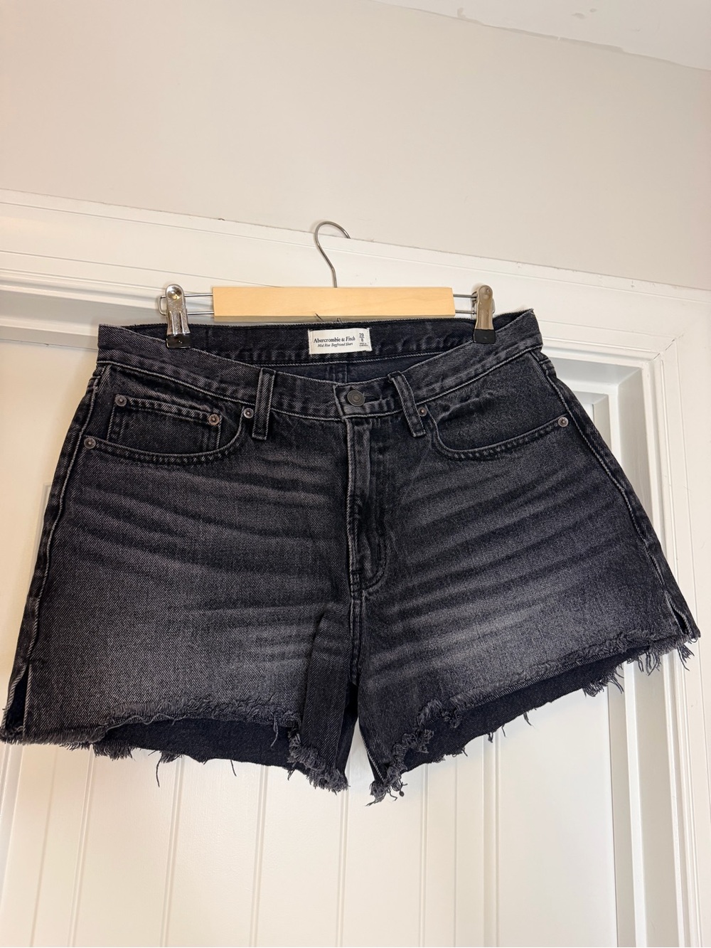 Abercrombie & Fitch Faded Black High-Rise Denim Cutoffs